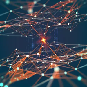 Nettverk av punkter og linjer med lysende sentrum. Illustrasjon.