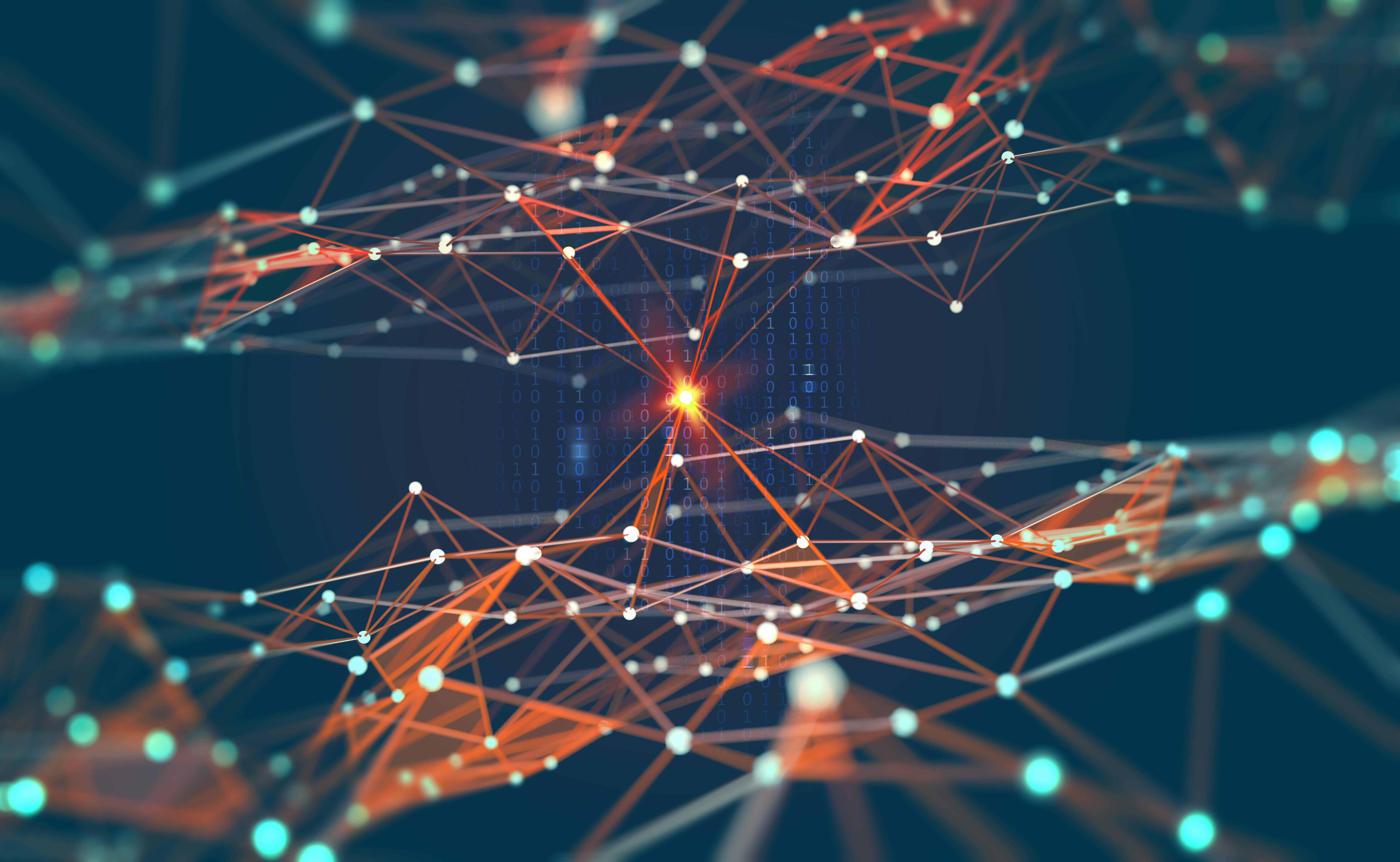 Nettverk av punkter og linjer med lysende sentrum. Illustrasjon.